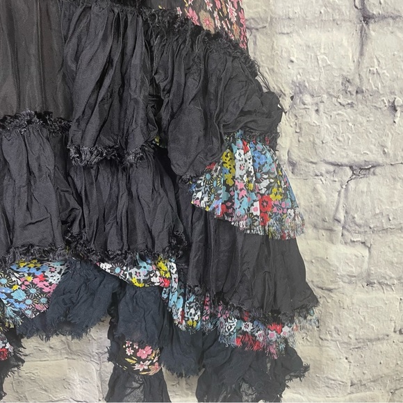 Free People Avery Slip Dress Sheer Floral Distressed Ruffle Hem Petticoat Dress - Picture 5 of 12